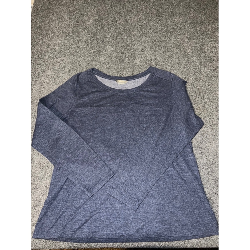 Natural Reflections Womens XL Blue Heather Long Sleeve Pocket Tee Shirt